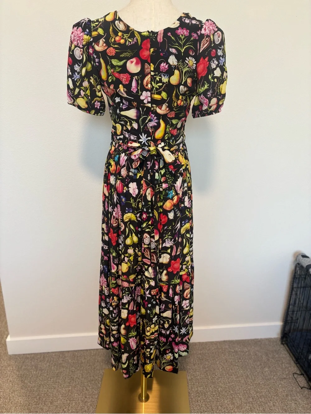 Samantha Pleet Black Maxi Dress with Bright Floral & Fruit Print - Picture 2 of 6